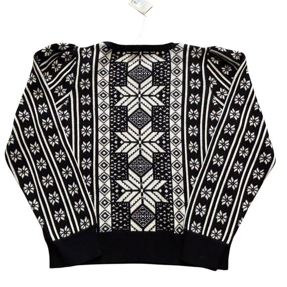 Faherty Cotton/Cashmere Black & White Snowflake Knit Blanche Women's XL NEW - Picture 4 of 7